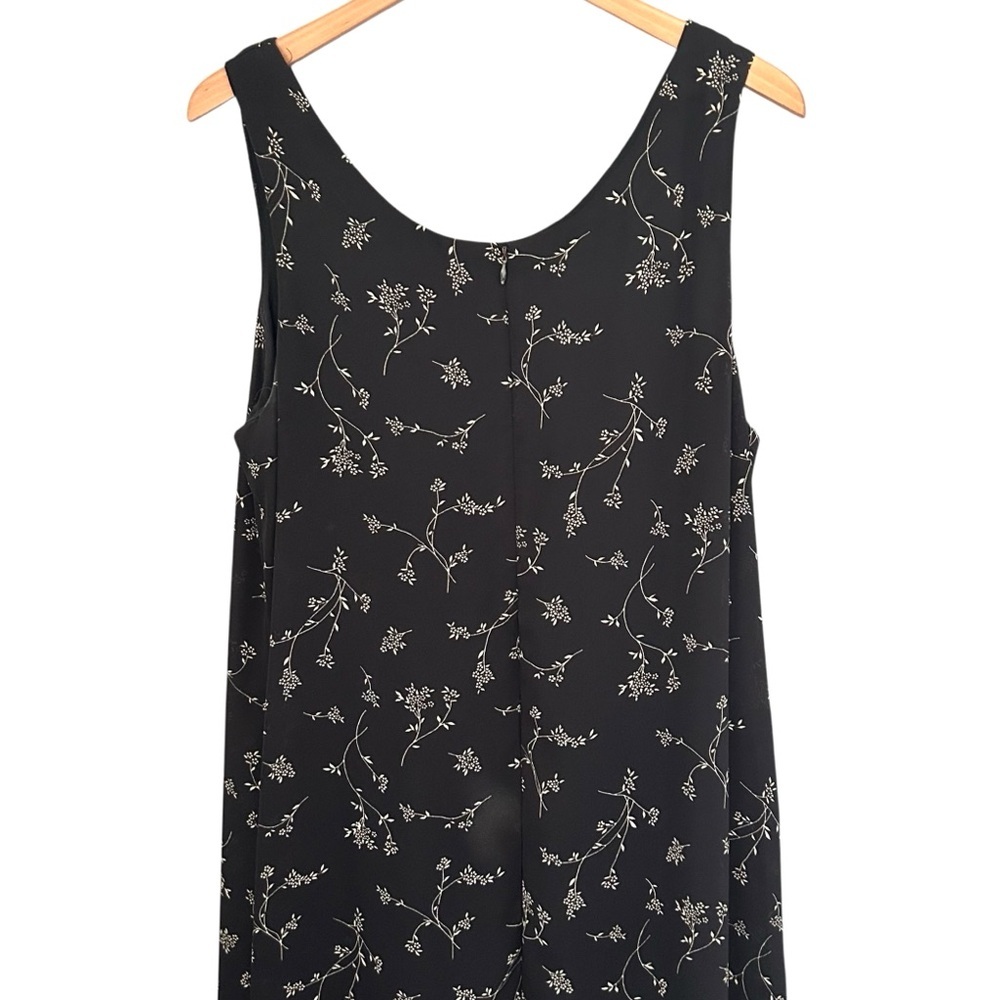 🌷 Vintage 90’s Black Floral Sleeveless Maxi Dress Jumper Size 16 - Picture 3 of 6